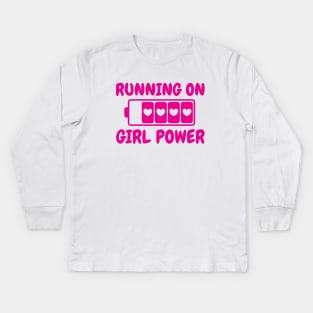 Running On Girl Power Kids Long Sleeve T-Shirt